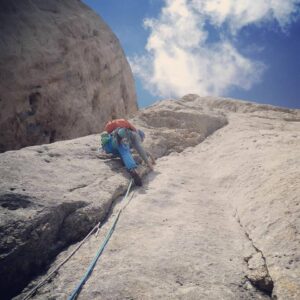 Klettern der Don Quixcote an der Marmolada Südwand