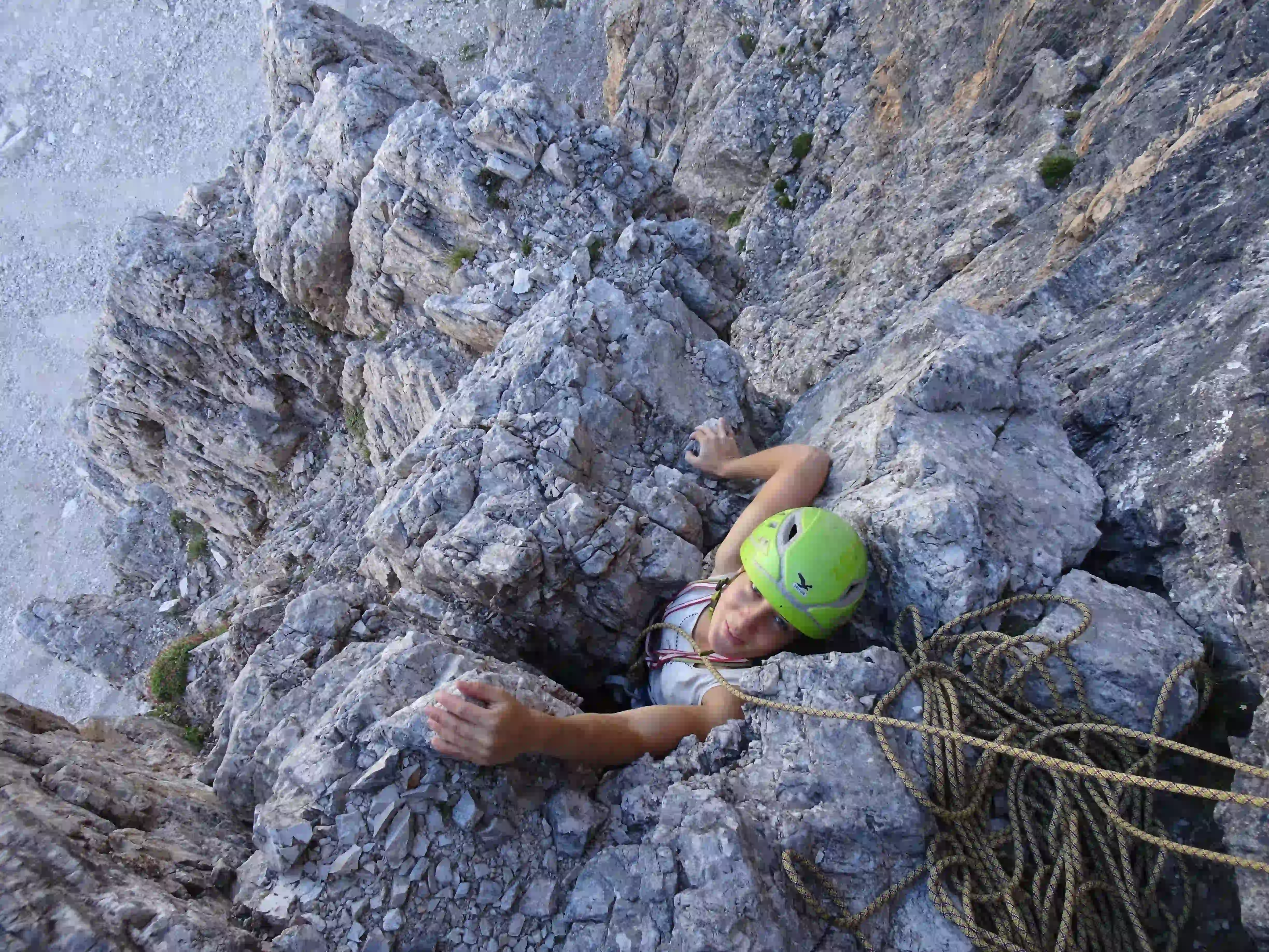 Drachen Führe oder Via del Drago Lagazuoi Klettern an bestem Fels