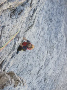 Steger an der Ostwand im Rosengartengebiet mit Bergführer