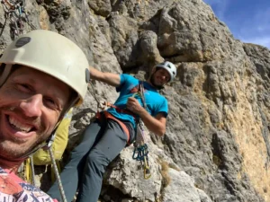 Seilschaft Foto mit Bergführer Thomas Gianola am Ciavazes in den Dolomiten Sella